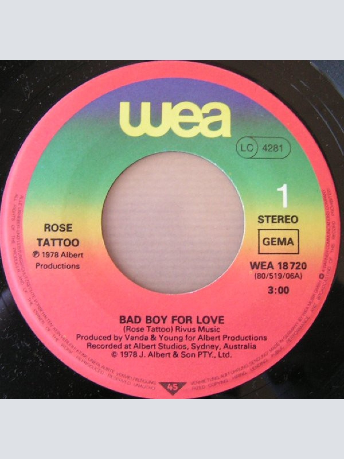 Vinyl / Rose Tattoo - Bad Boy For Love