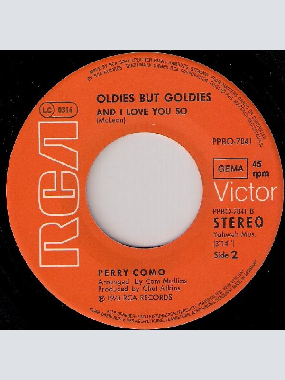 Vinyl / Perry Como - Catch A Falling Star / And I Love You So