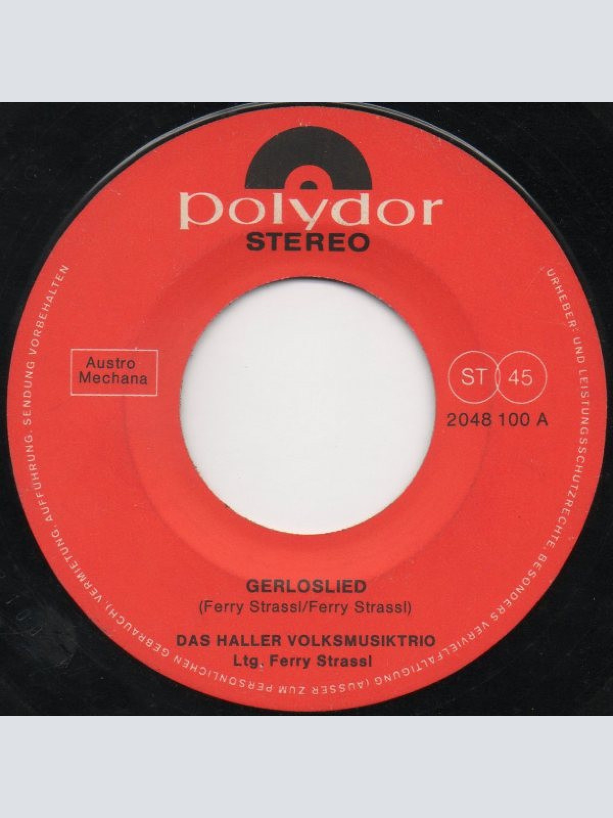 Vinyl / Das Haller Volksmusiktrio - Gerloslied