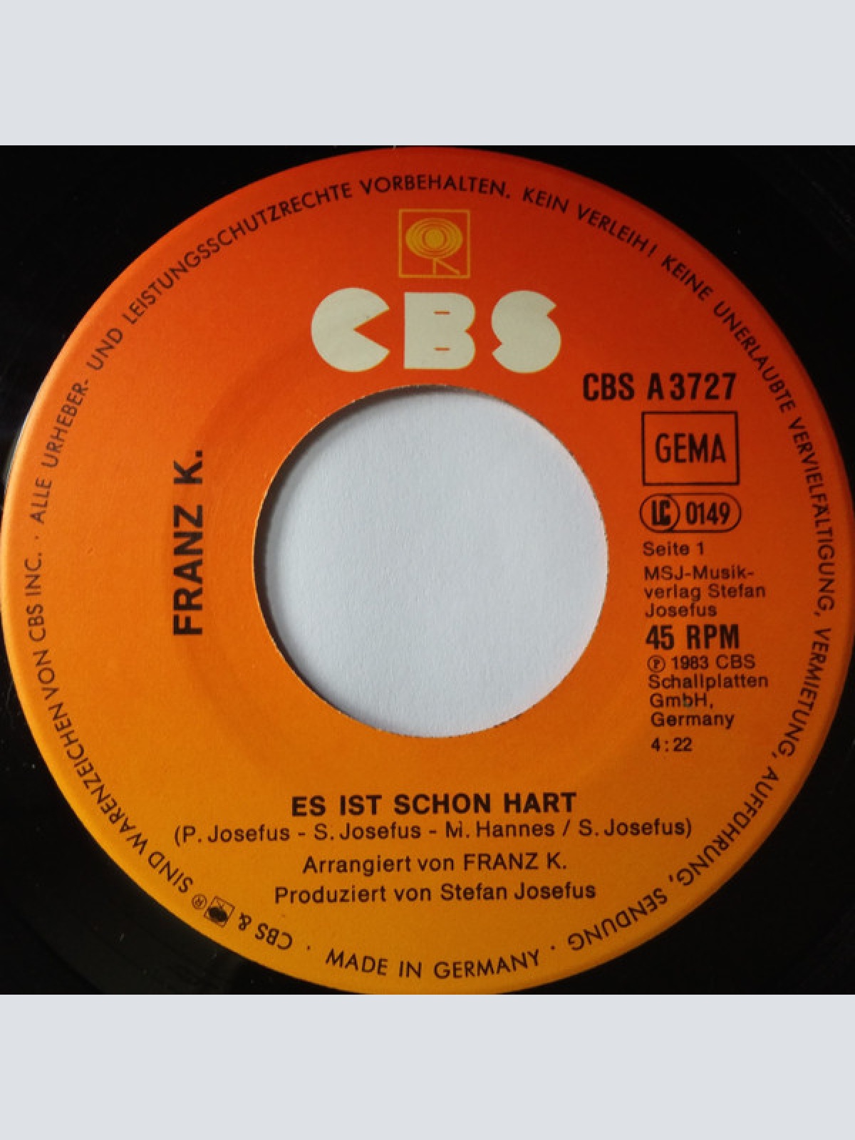 Vinyl / Franz K. - Es Ist Schon Hart