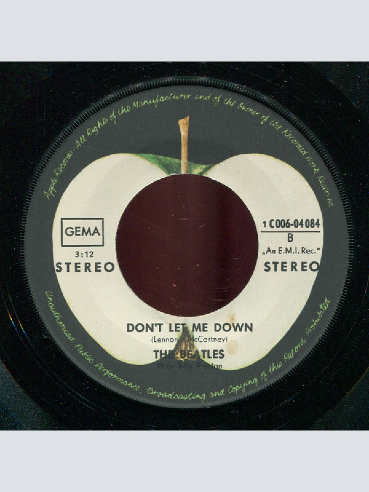 Vinyl / The Beatles With Billy Preston - Get Back / Don't Let Me Down