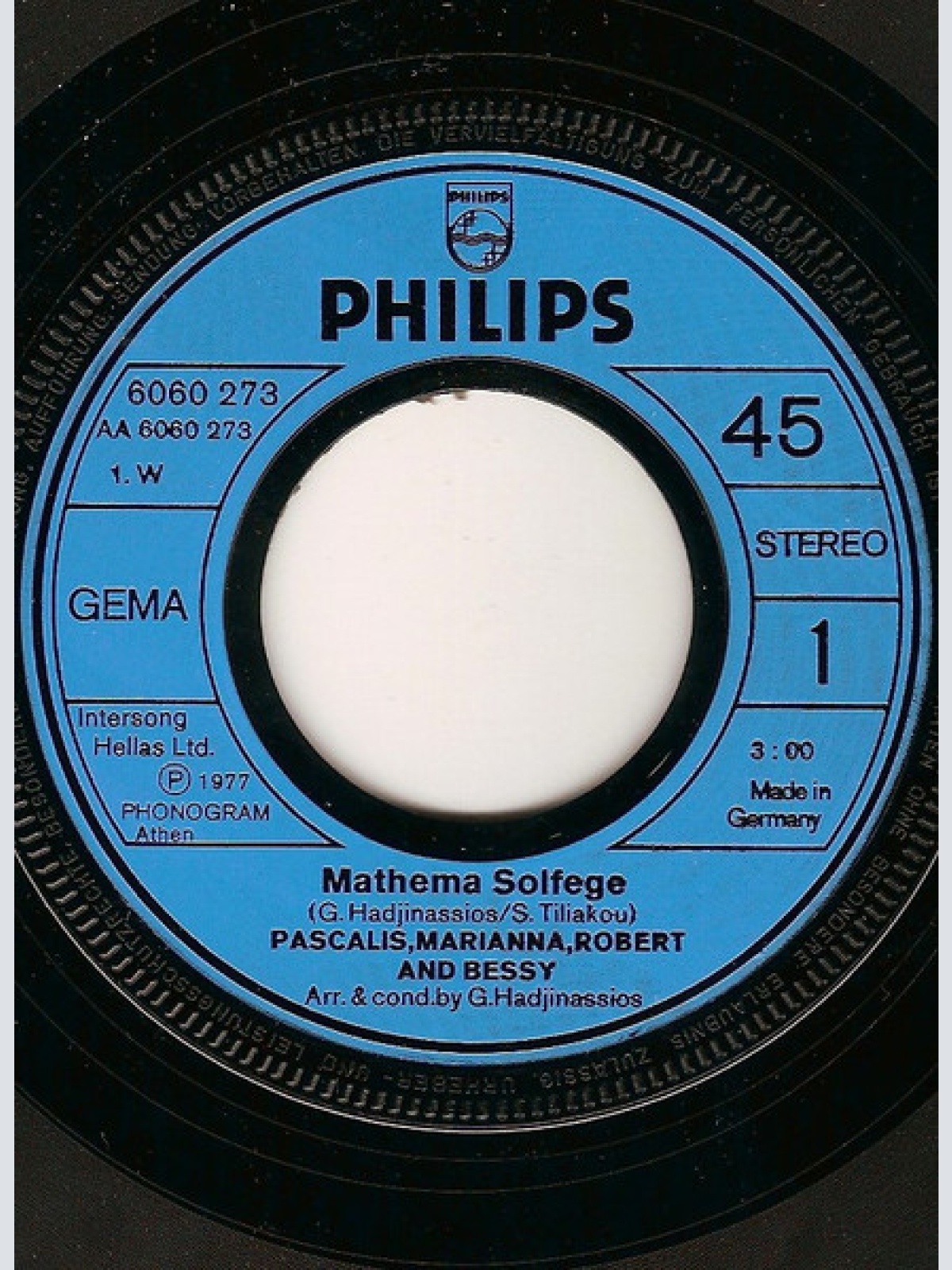 Vinyl / Pascalis*, Marianna*, Robert* And Bessy* - Mathema Solfege