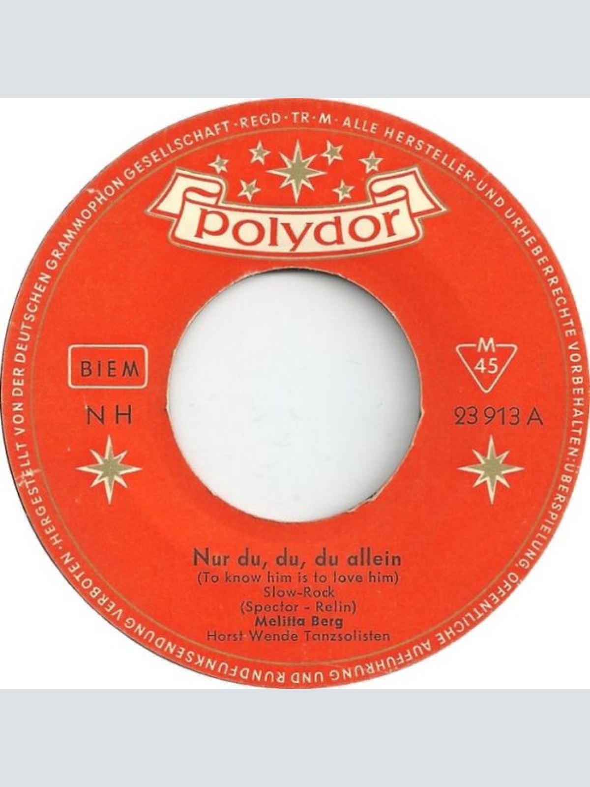 Vinyl / Melitta Berg - Nur Du, Du, Du Allein (To Know Him Is To Love Him)