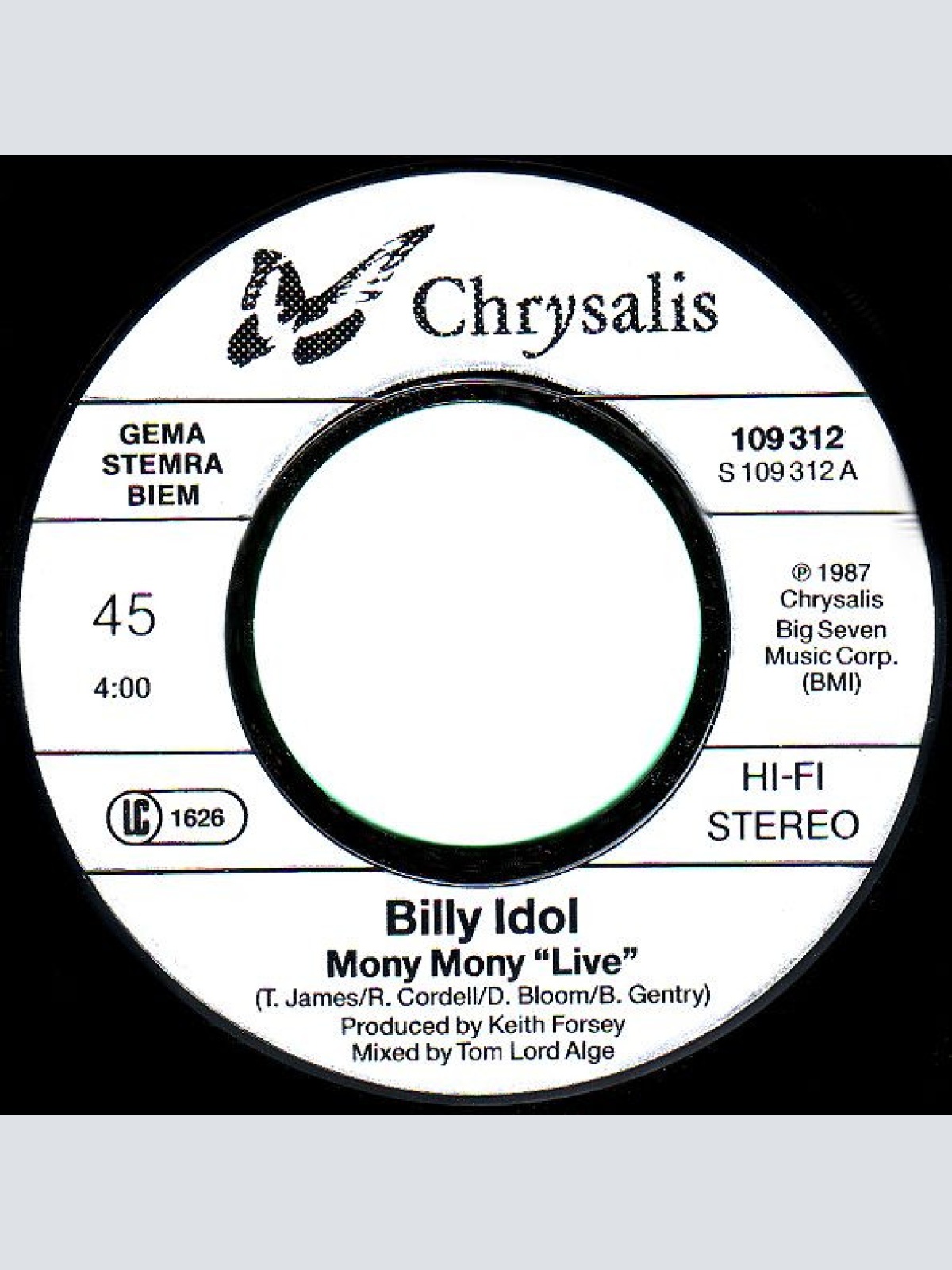Vinyl / Billy Idol - Mony Mony (Live)