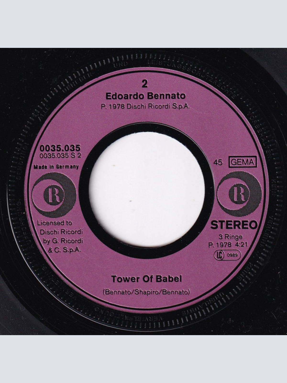 Vinyl / Edoardo Bennato - Rock 'N' Roll Hero / Tower Of Babel