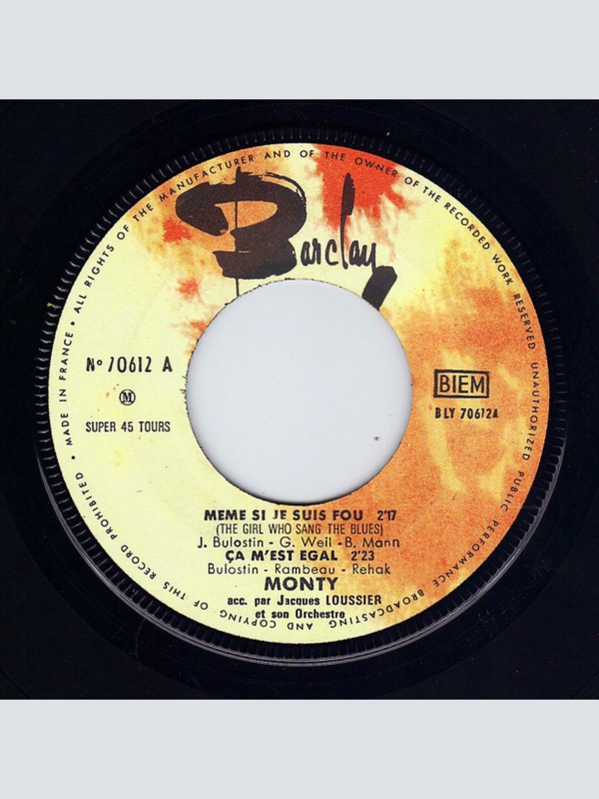 Vinyl / Monty (6) - Meme Si Je Suis Fou