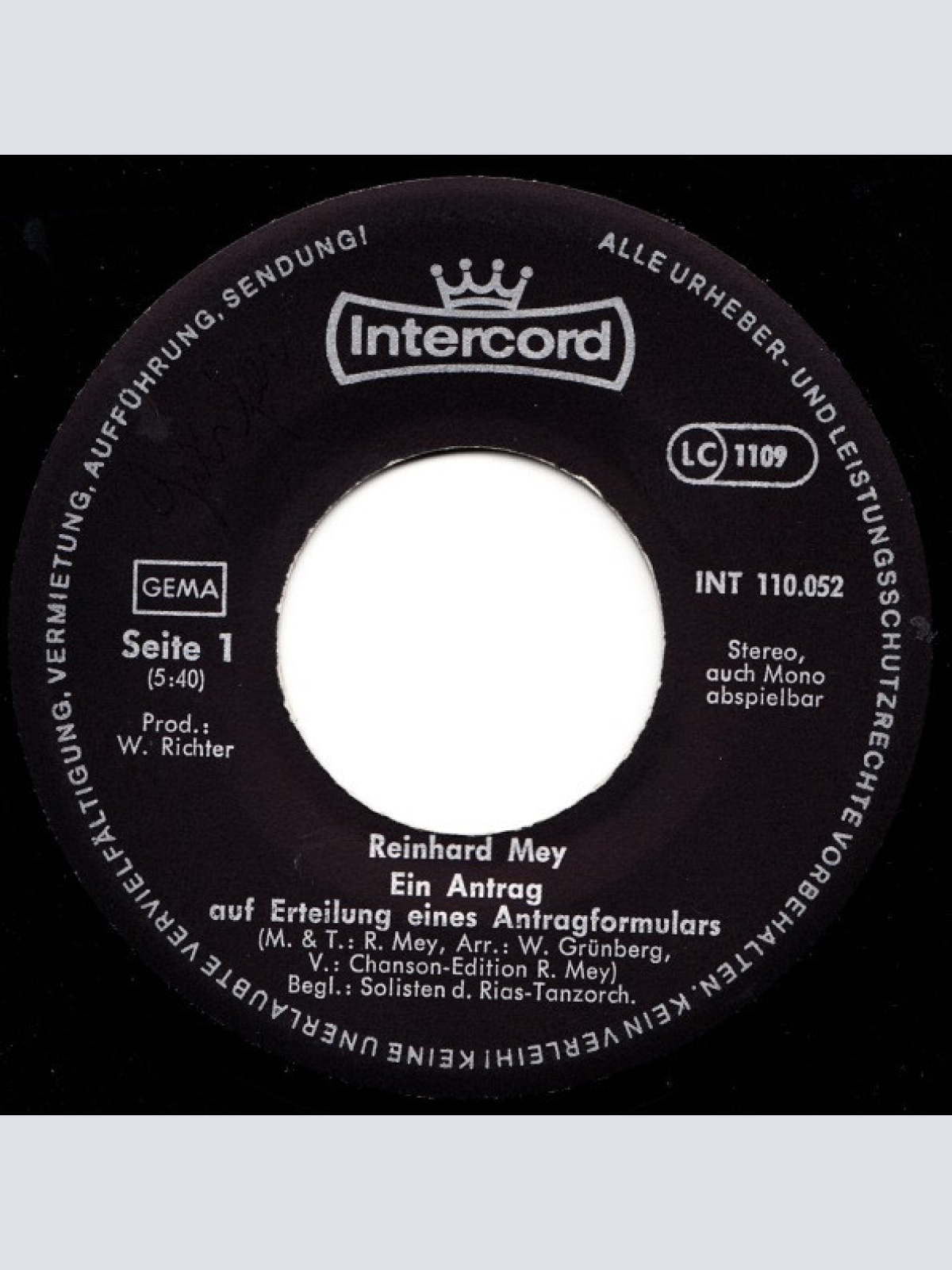 Vinyl / Reinhard Mey - Ein Antrag Auf Erteilung Eines Antragformulars