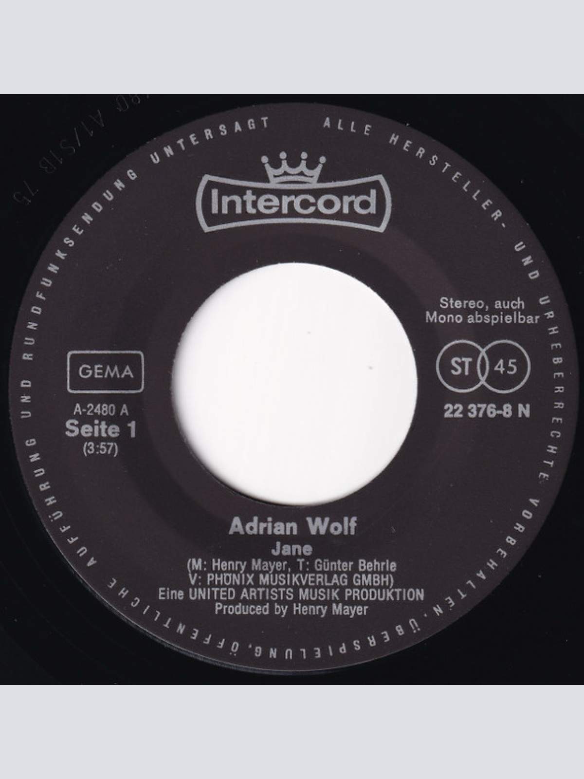 Vinyl / Adrian Wolf - Jane