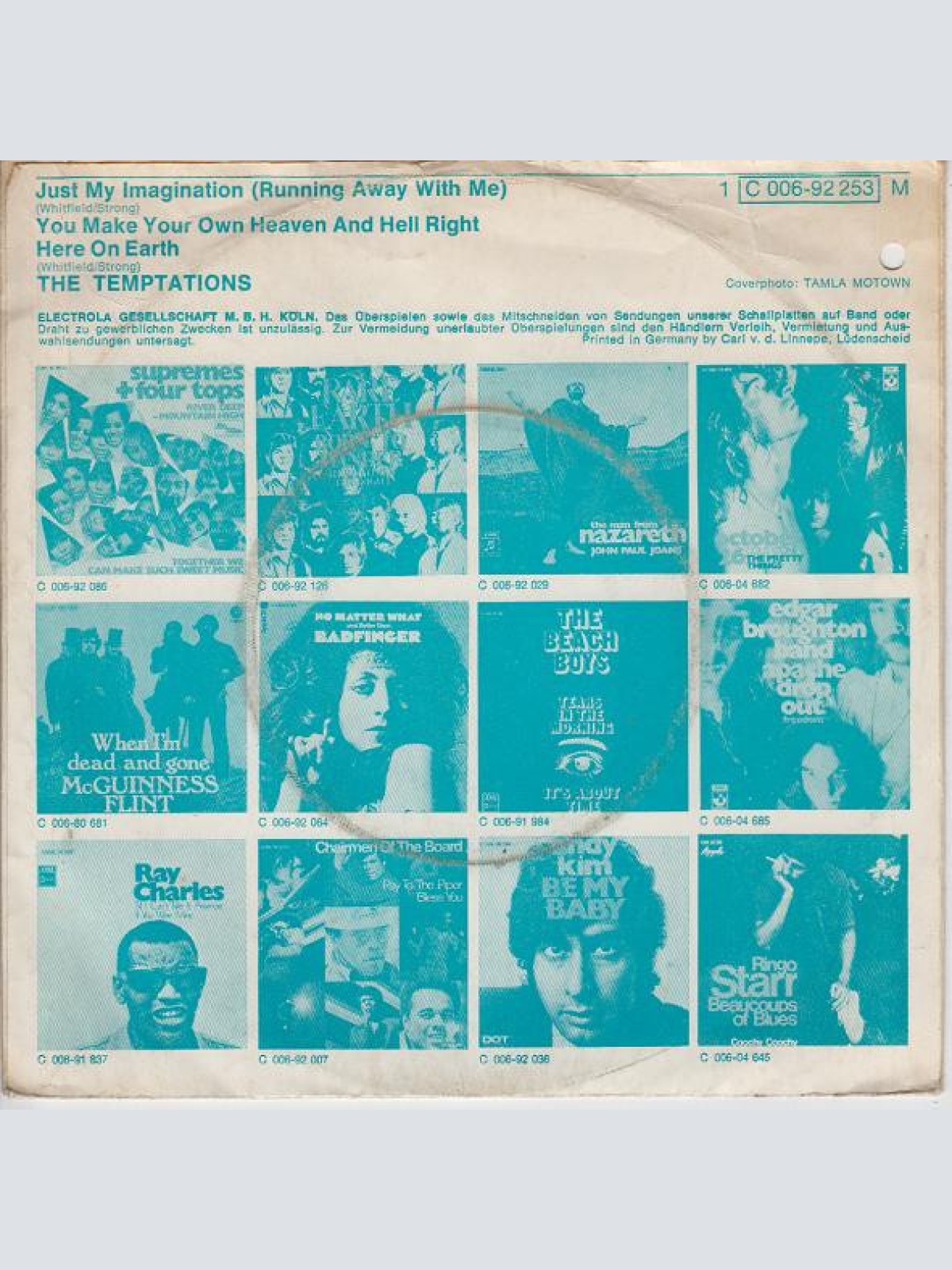 Vinyl / The Temptations - Just My Imagination (Running Away With Me)