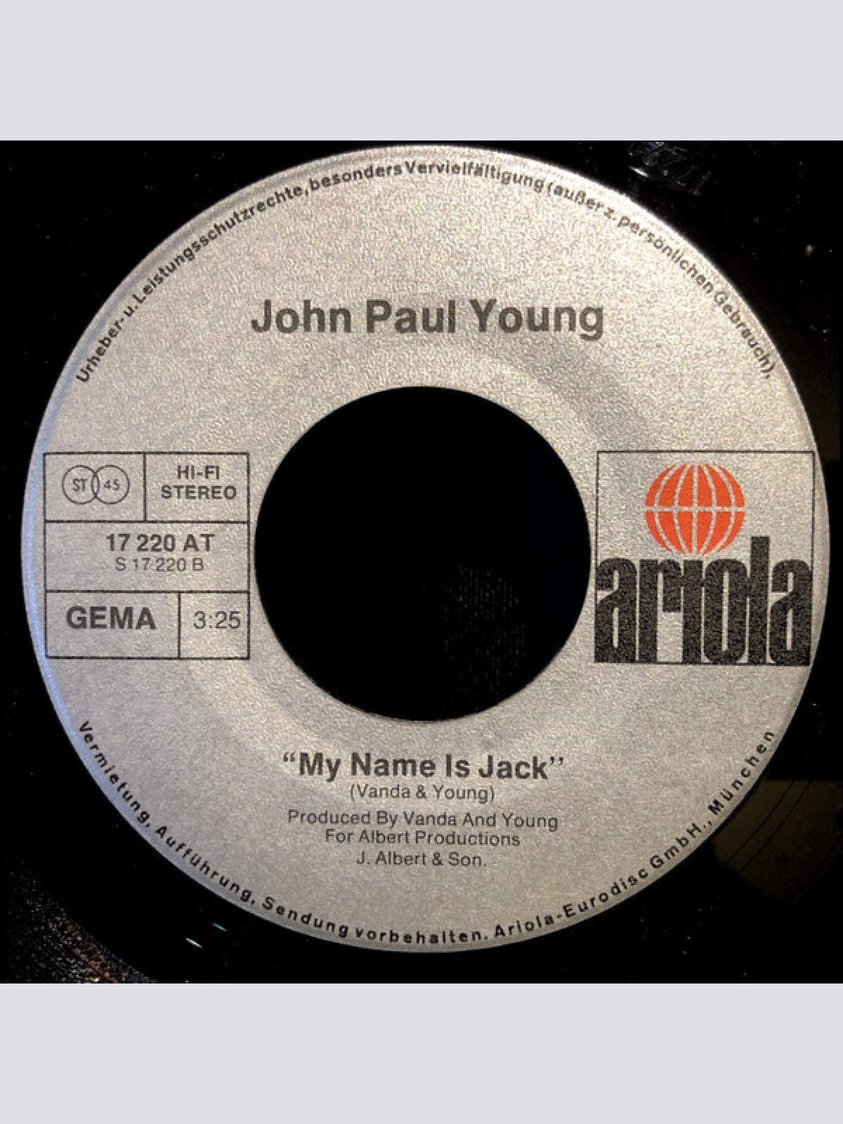 Vinyl / John Paul Young - I Hate The Music