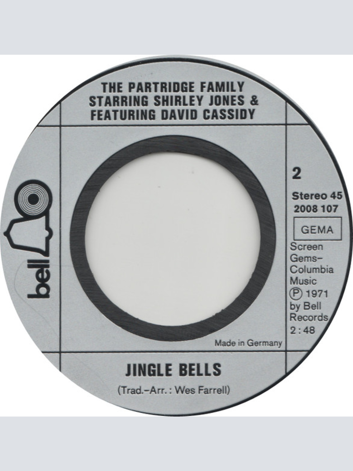 Vinyl / The Partridge Family Starring Shirley Jones (2) Featuring David Cassidy - White Christmas / Jingle Bells