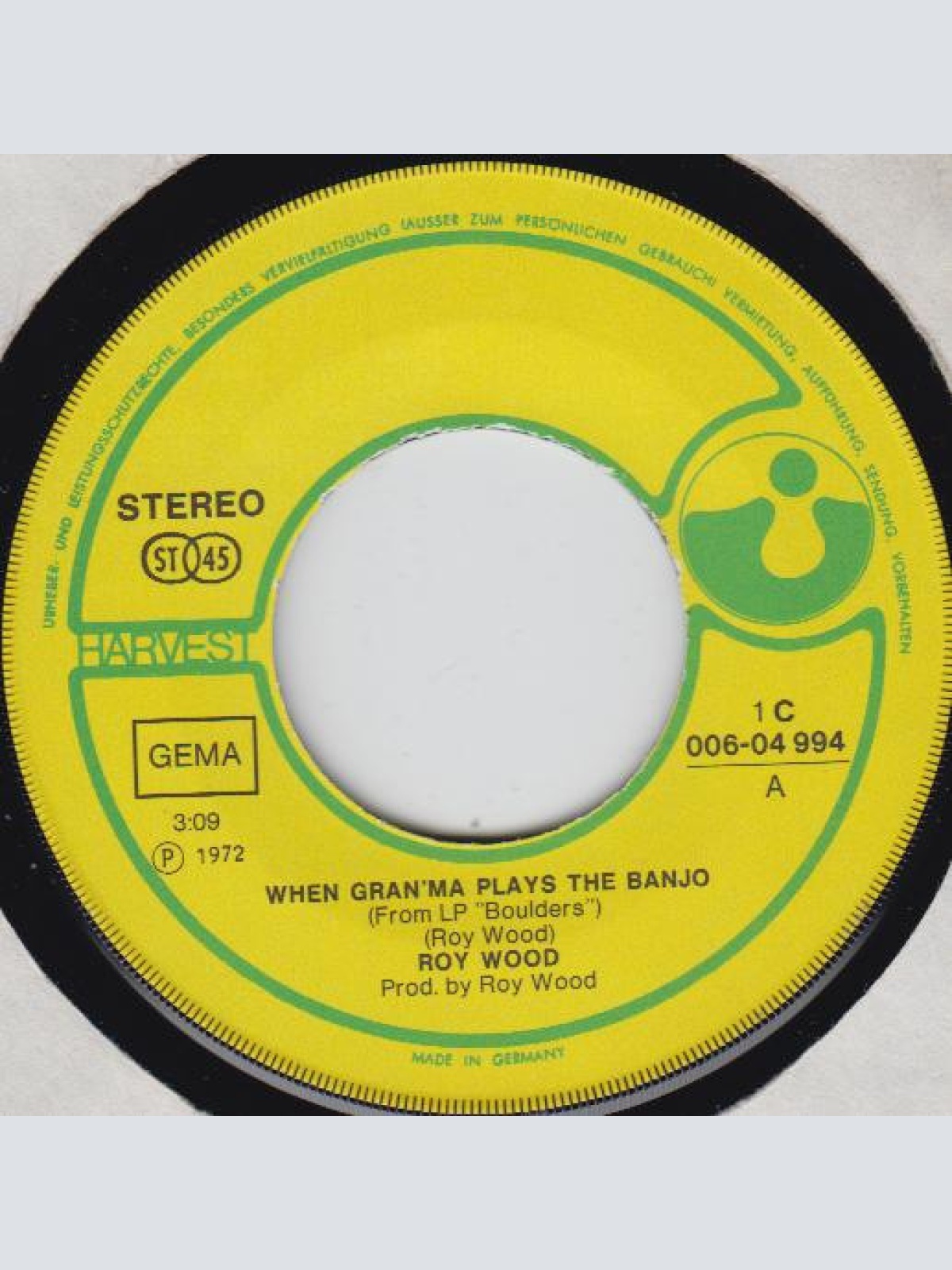 Vinyl / Roy Wood - When Gran'ma Plays The Banjo / Wake Up