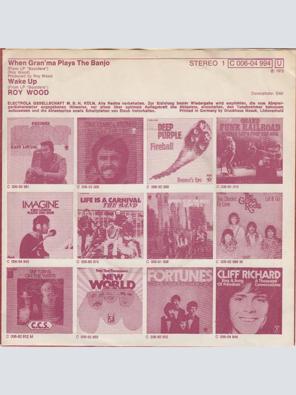 Vinyl / Roy Wood - When Gran'ma Plays The Banjo / Wake Up