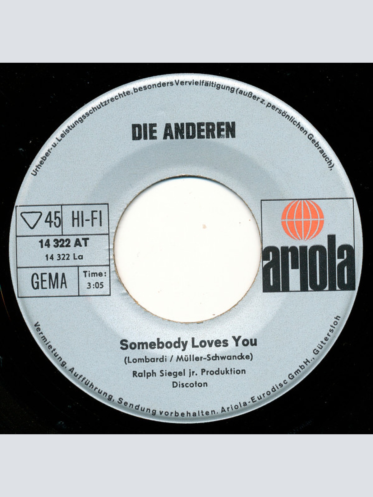 Vinyl / Die Anderen - Somebody Loves You