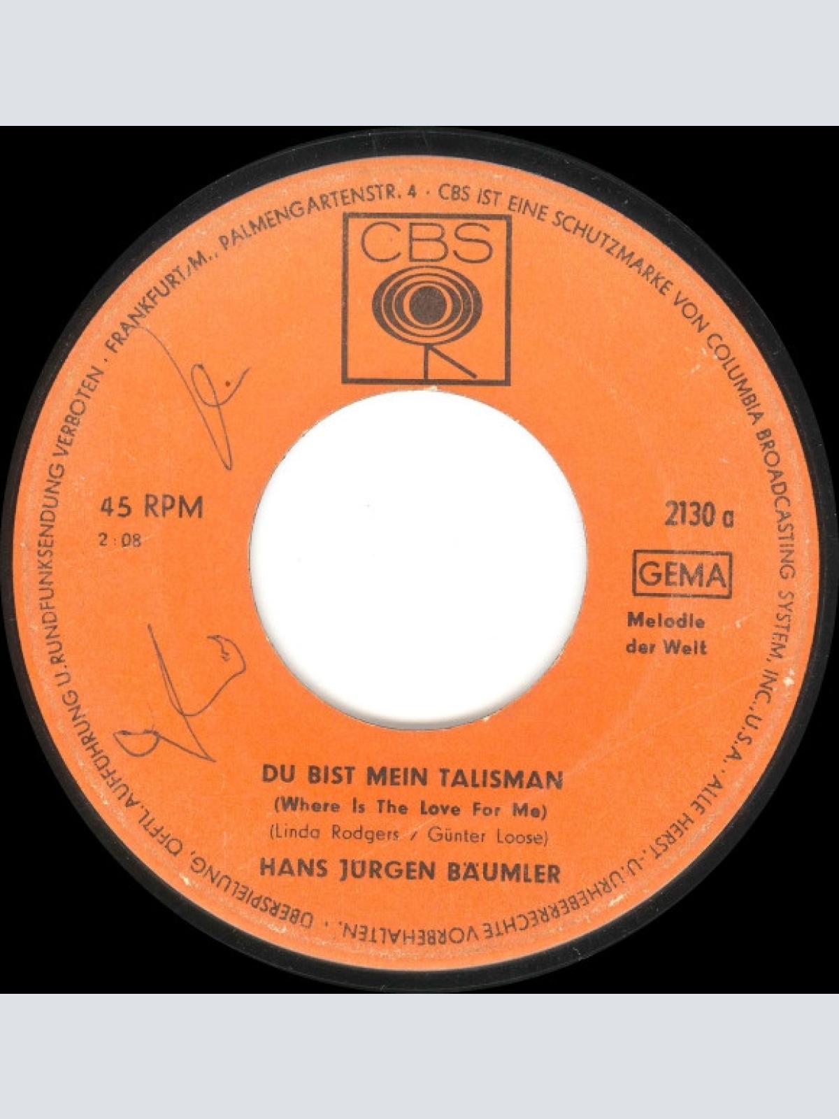 Vinyl / Hans Jürgen Bäumler* - Du Bist Mein Talisman