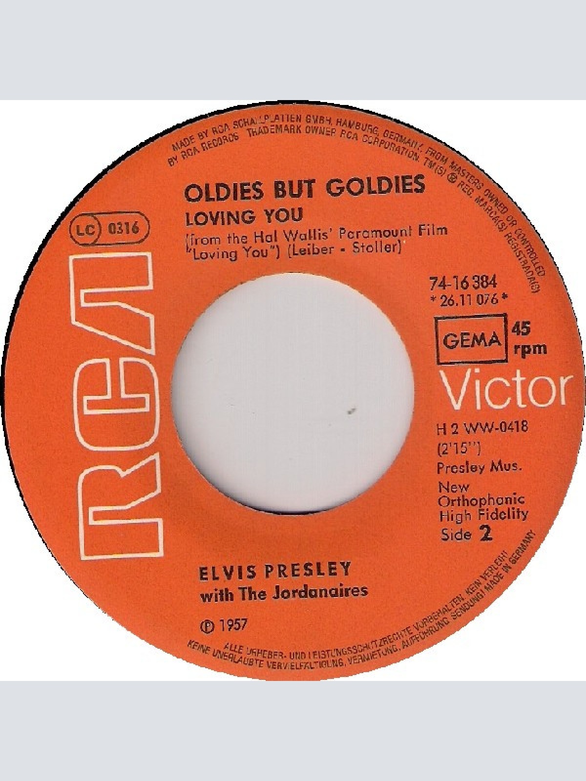 Vinyl / Elvis Presley With The Jordanaires - Teddy Bear / Loving You