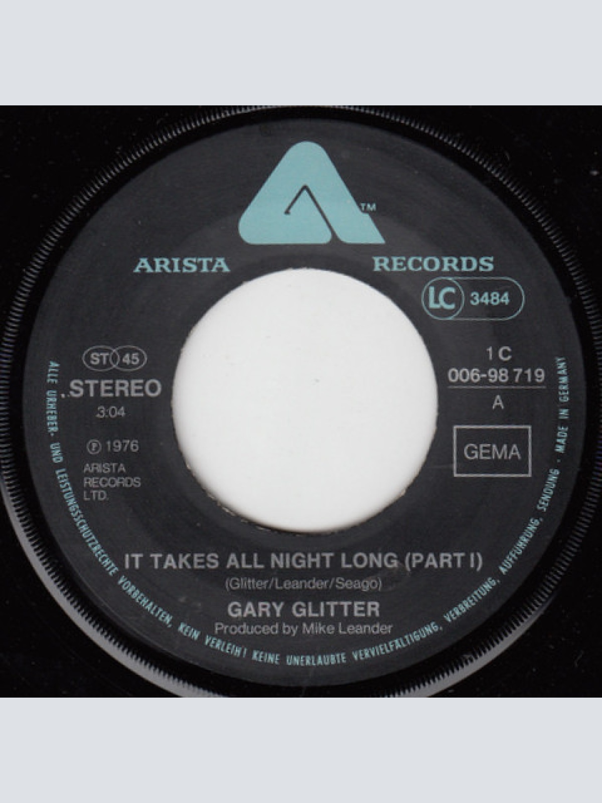 Vinyl / Gary Glitter - It Takes All Night Long