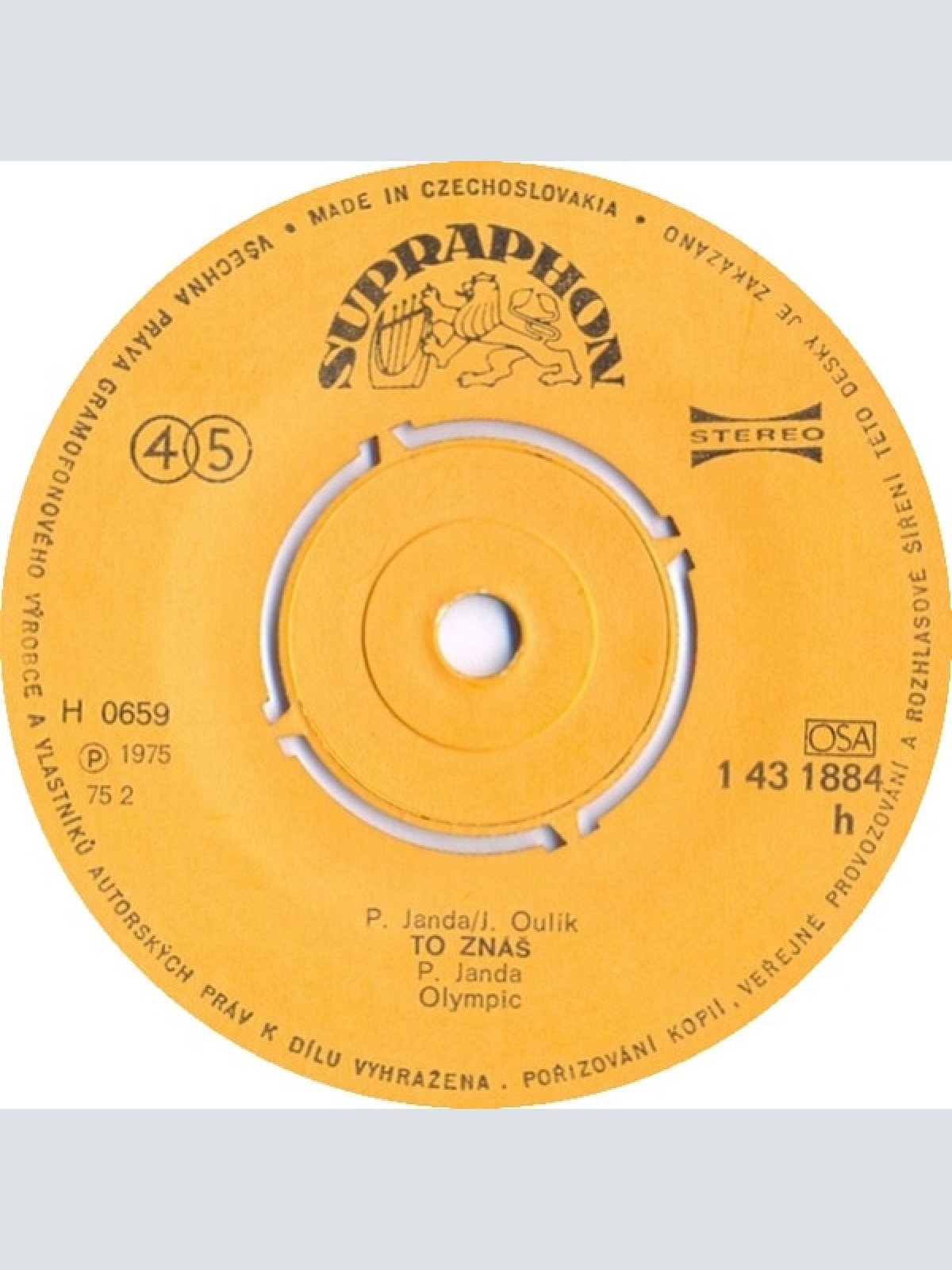 Vinyl / Olympic (2) - To Znáš / Zázračný Lék