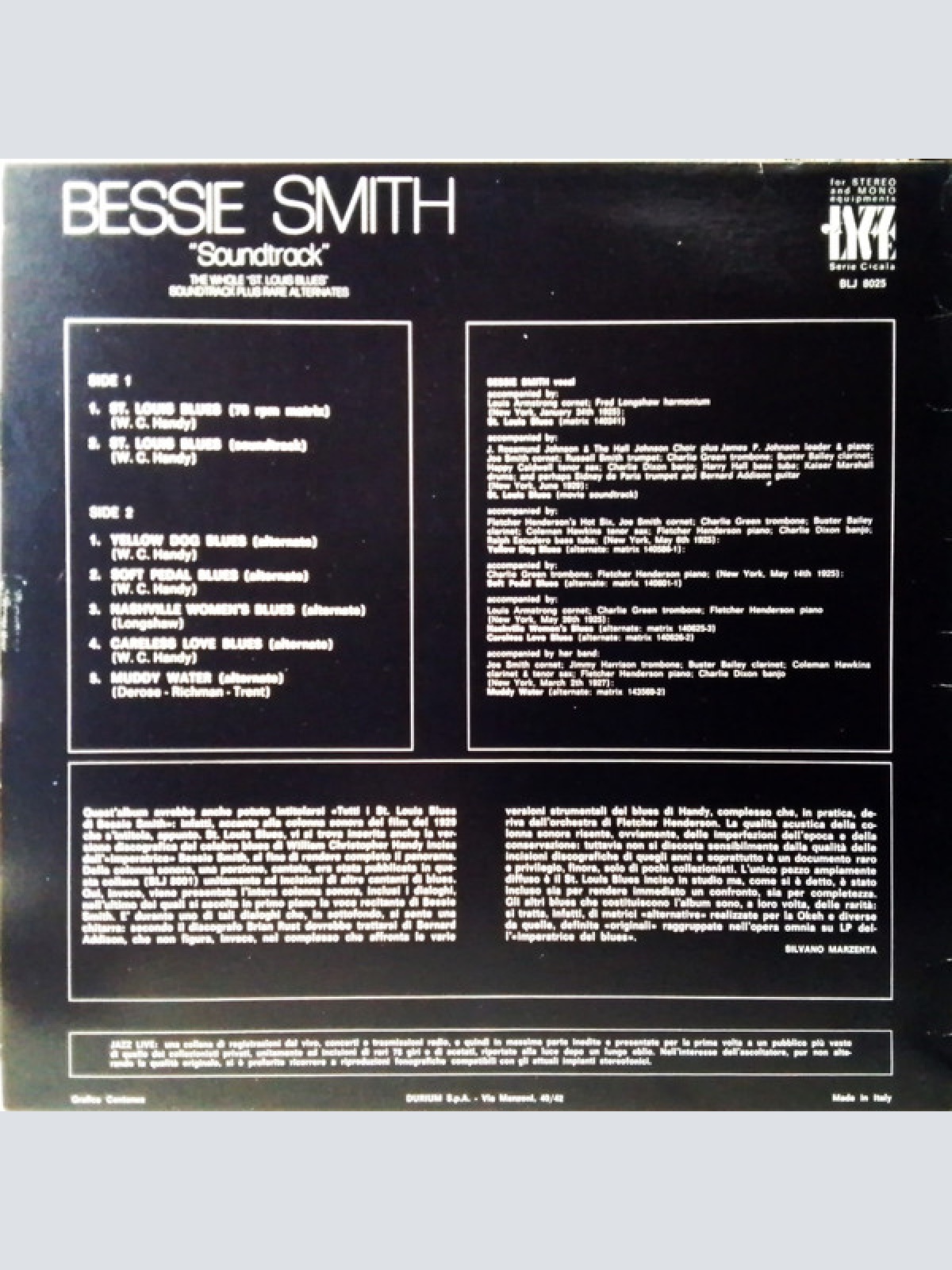 Vinyl / Bessie Smith - "Soundtrack" (The Whole "St. Louis Blues" Soundtrack Plus Rare Alternates)