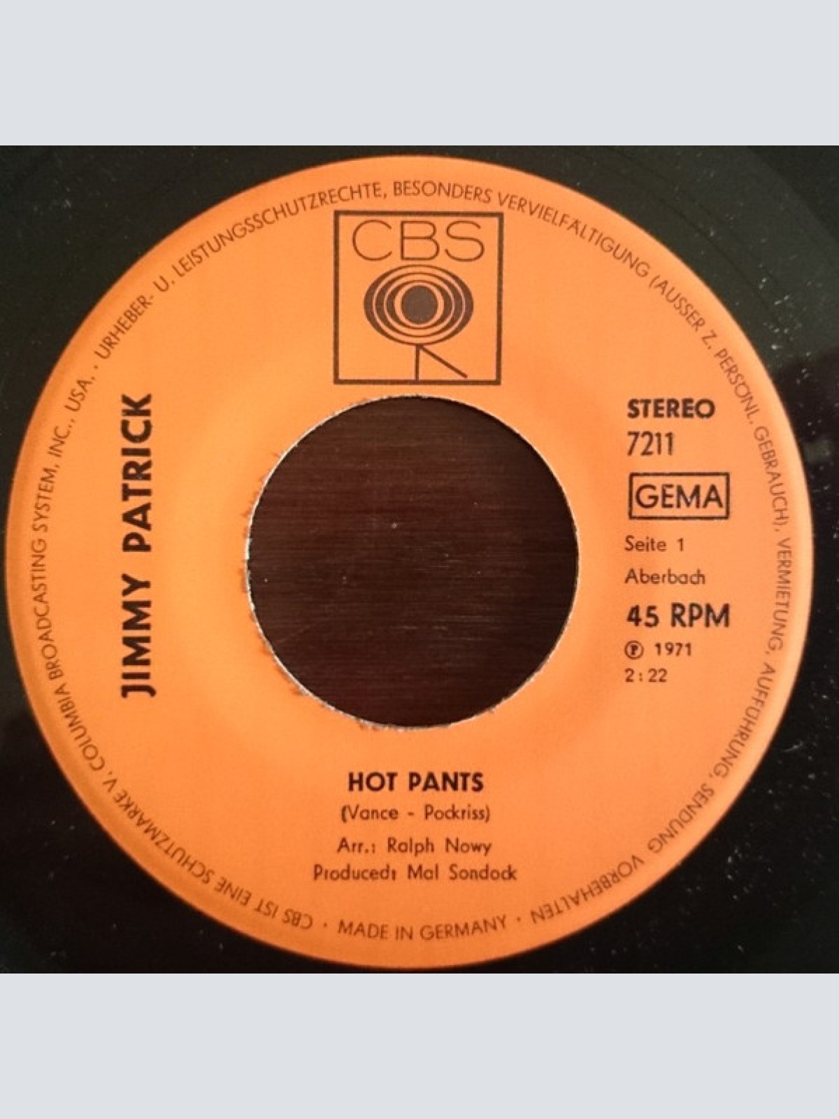 Vinyl / Jimmy Patrick - Hot Pants