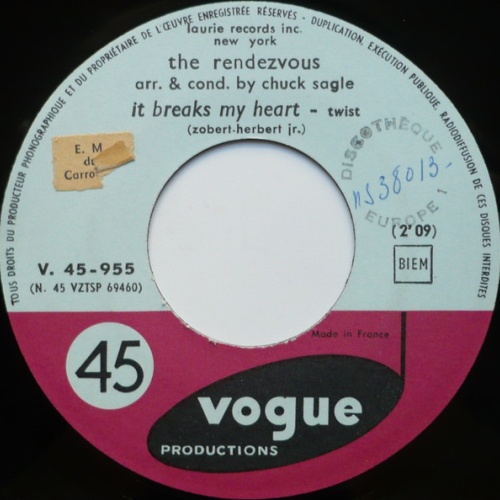Vinyl / The Rendezvous - It Breaks My Heart