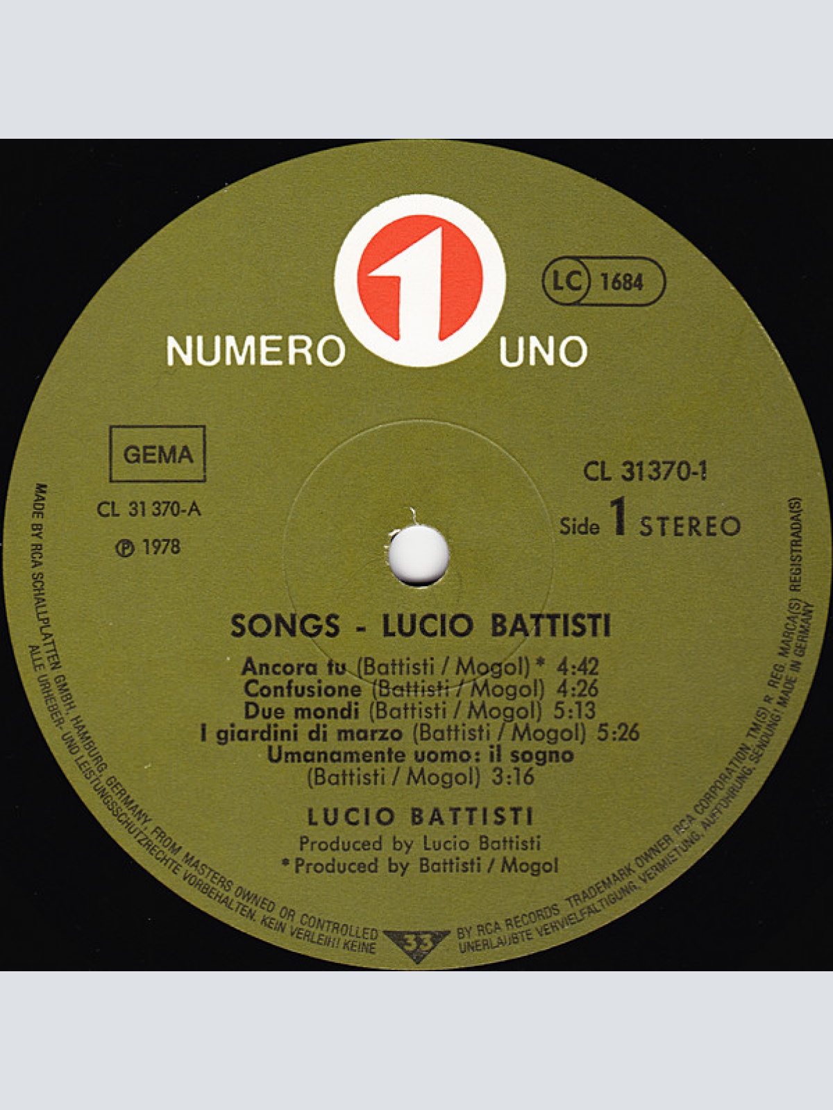 Vinyl / Lucio Battisti - Songs