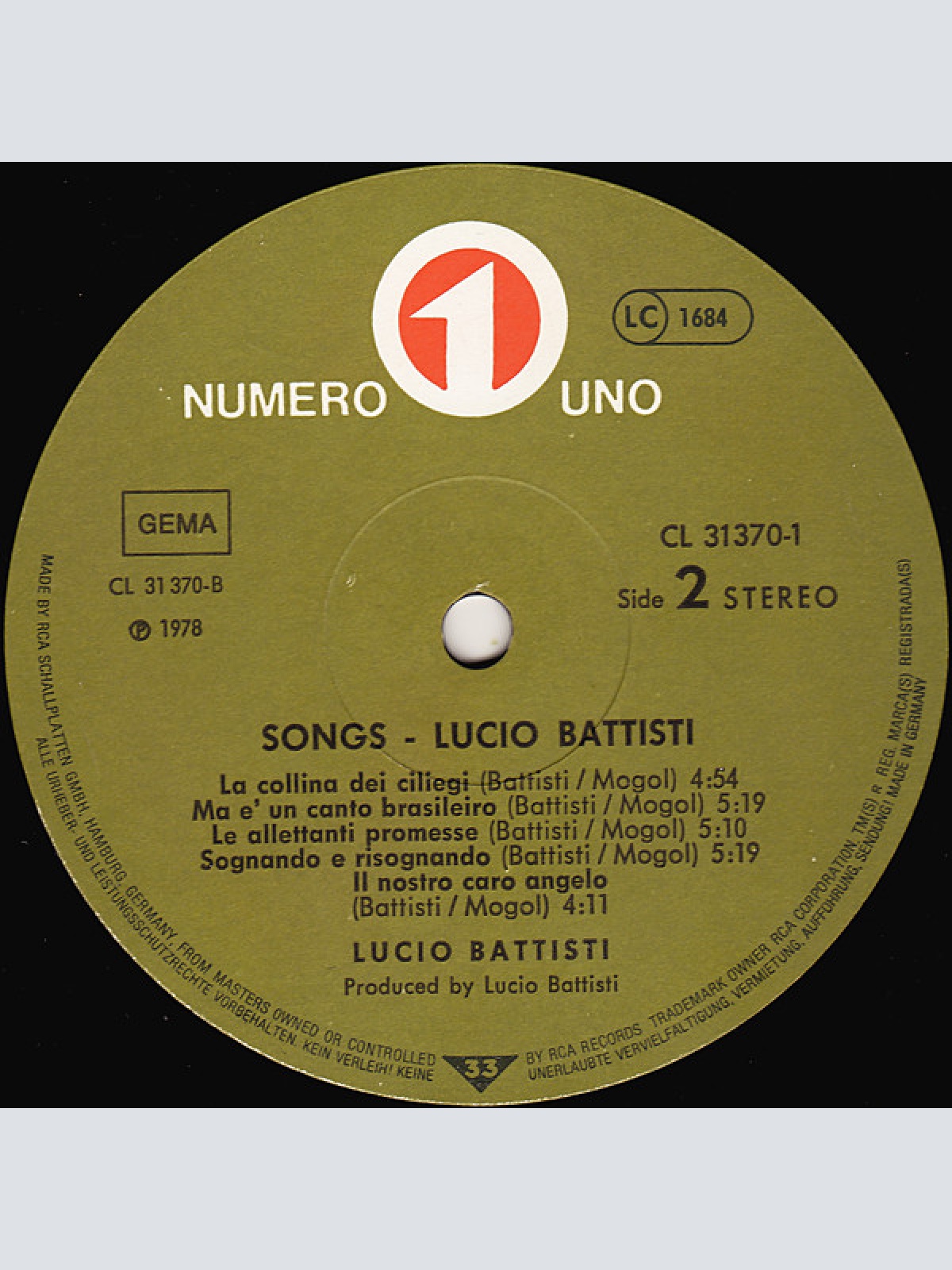 Vinyl / Lucio Battisti - Songs