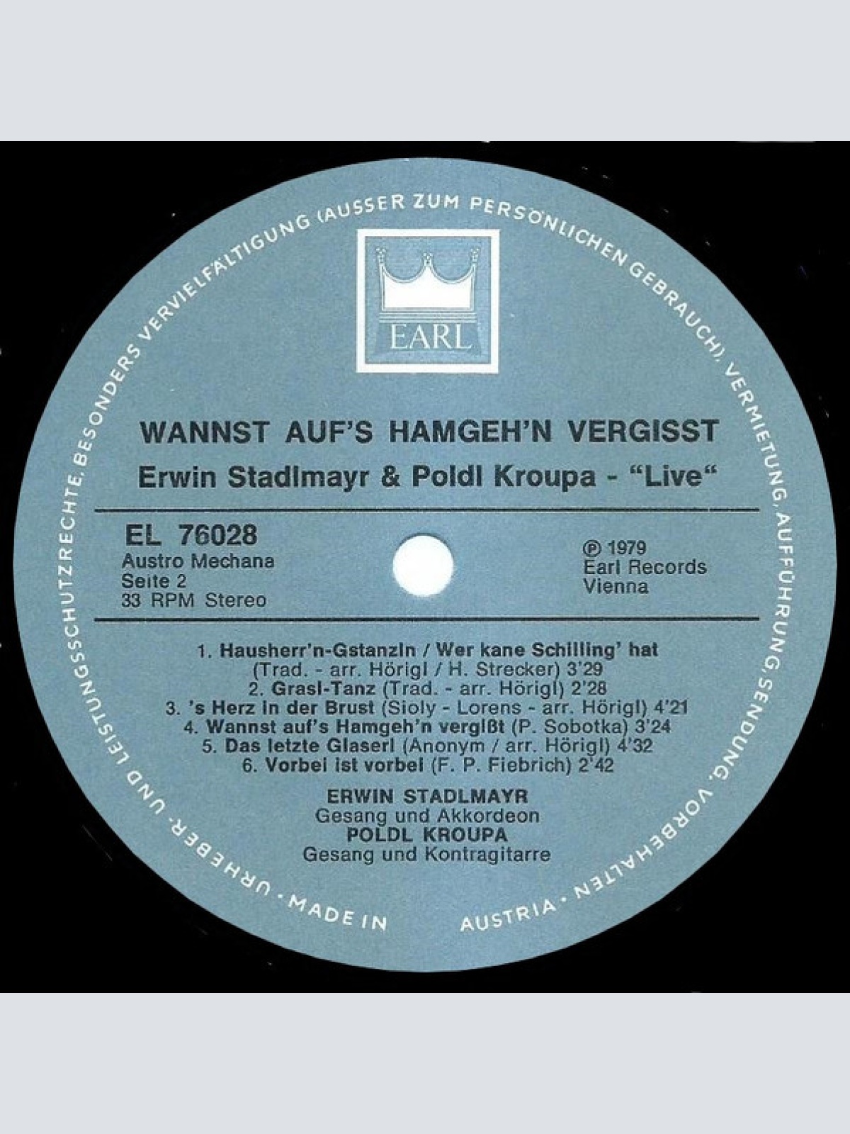 Vinyl / Duo Stadlmayr-Kroupa, Erwin Stadlmayr & Poldl Kroupa* - Live - Wannst Auf's Hamgeh'n Vergisst