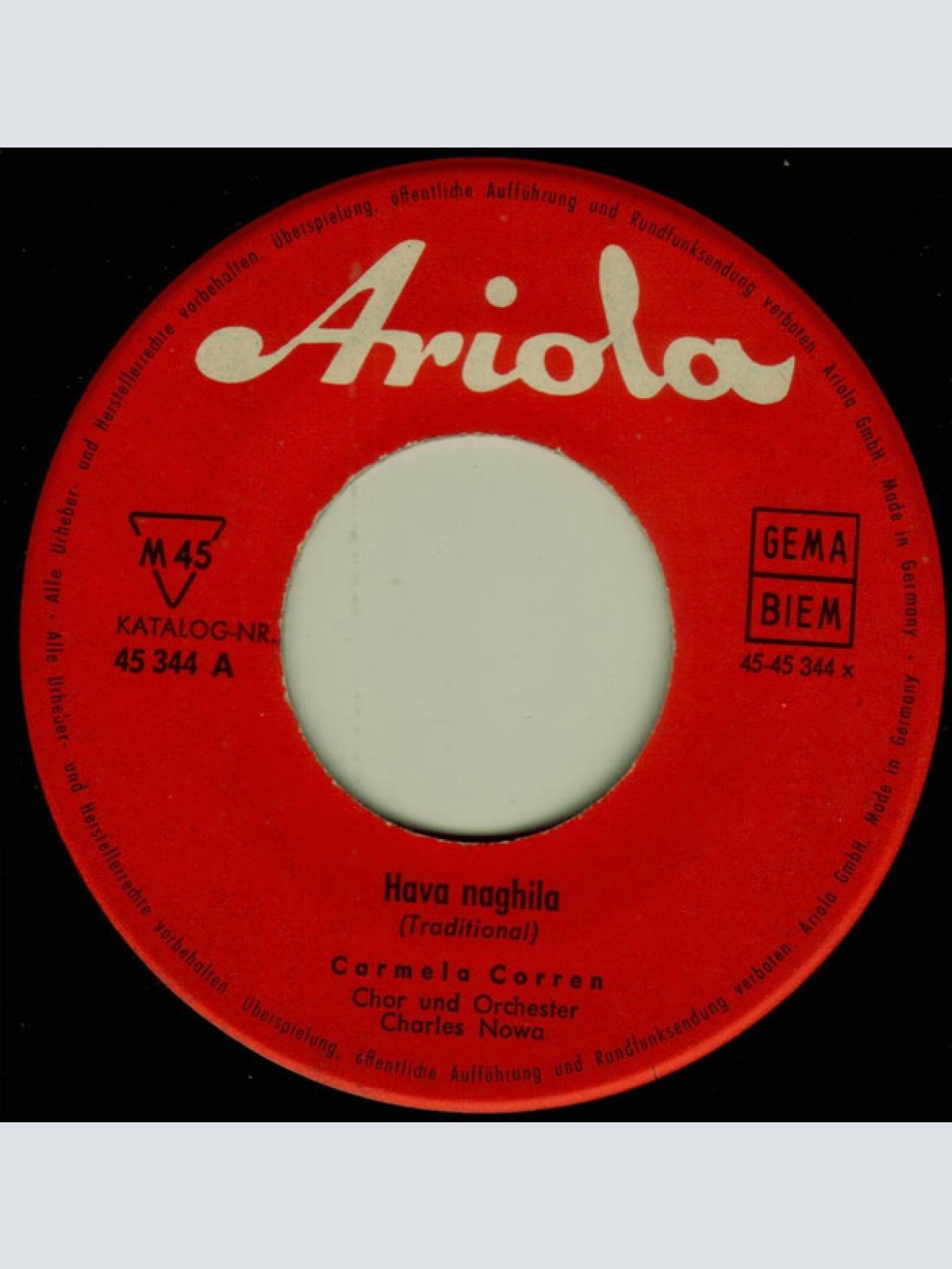 Vinyl / Carmela Corren - Hava Naghila