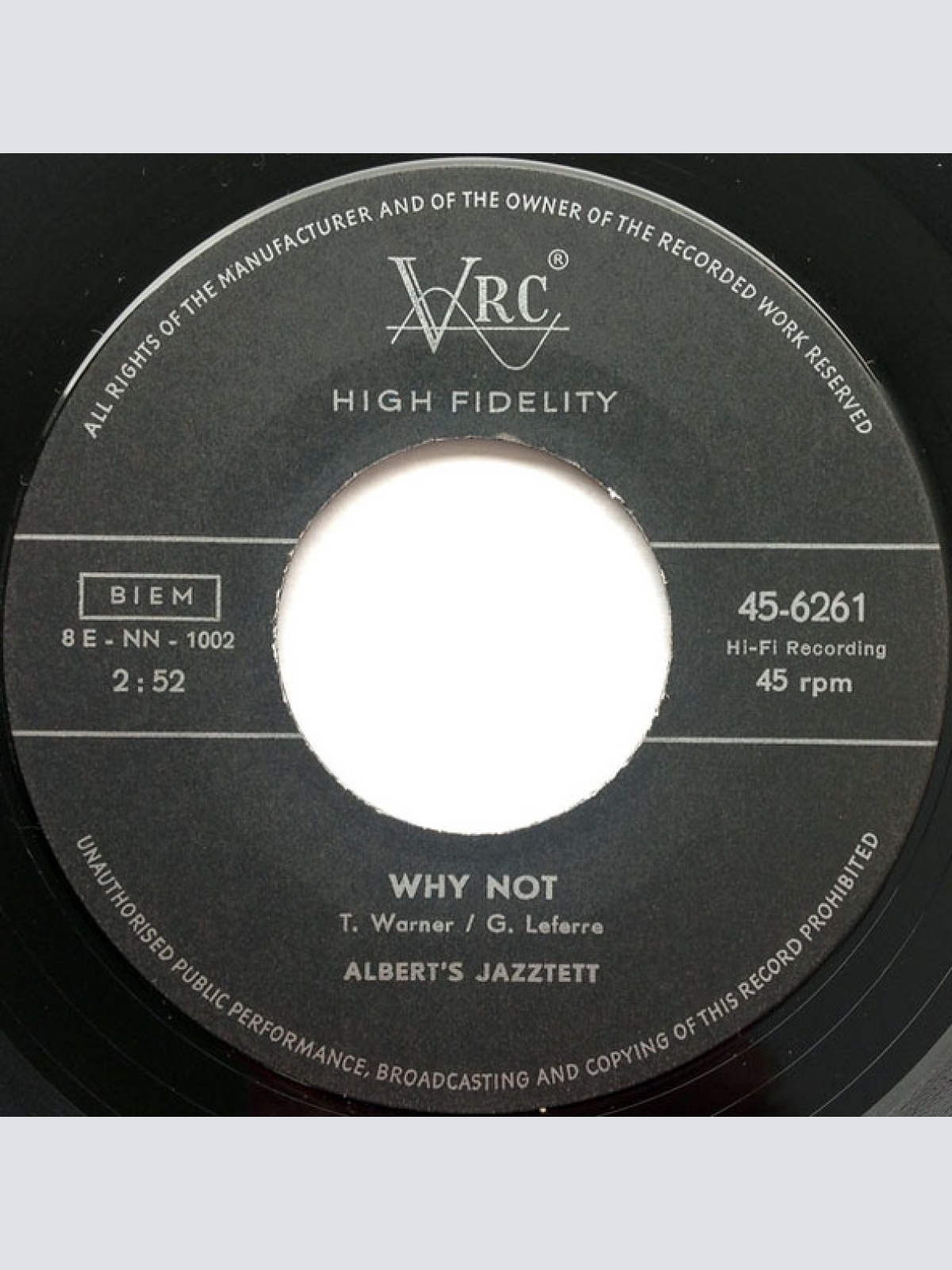 Vinyl / Albert's Jazztett - Blue Waltz / Why Not