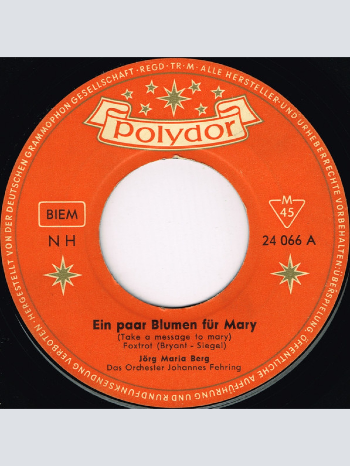 Vinyl / Jörg Maria Berg - Ein Paar Blumen Für Mary (Take A Message To Mary)