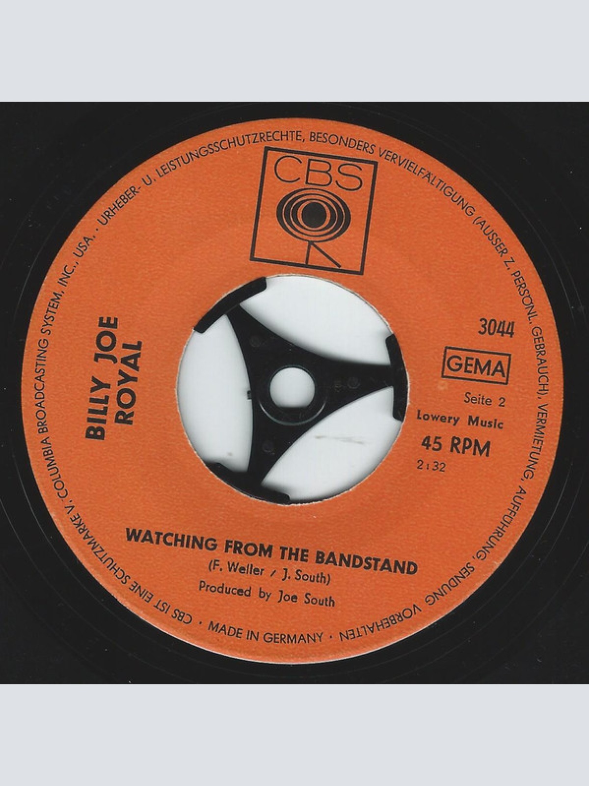 Vinyl / Billy Joe Royal - Hush / Watching From The Bandstand