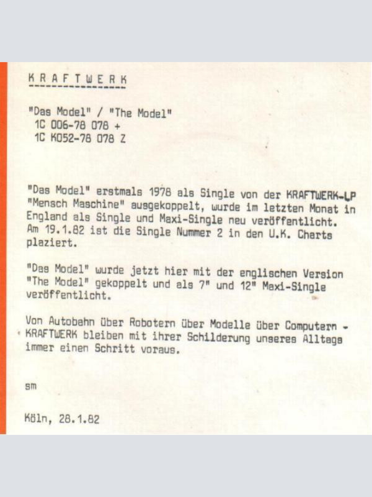 Vinyl / Kraftwerk - Das Model / The Model