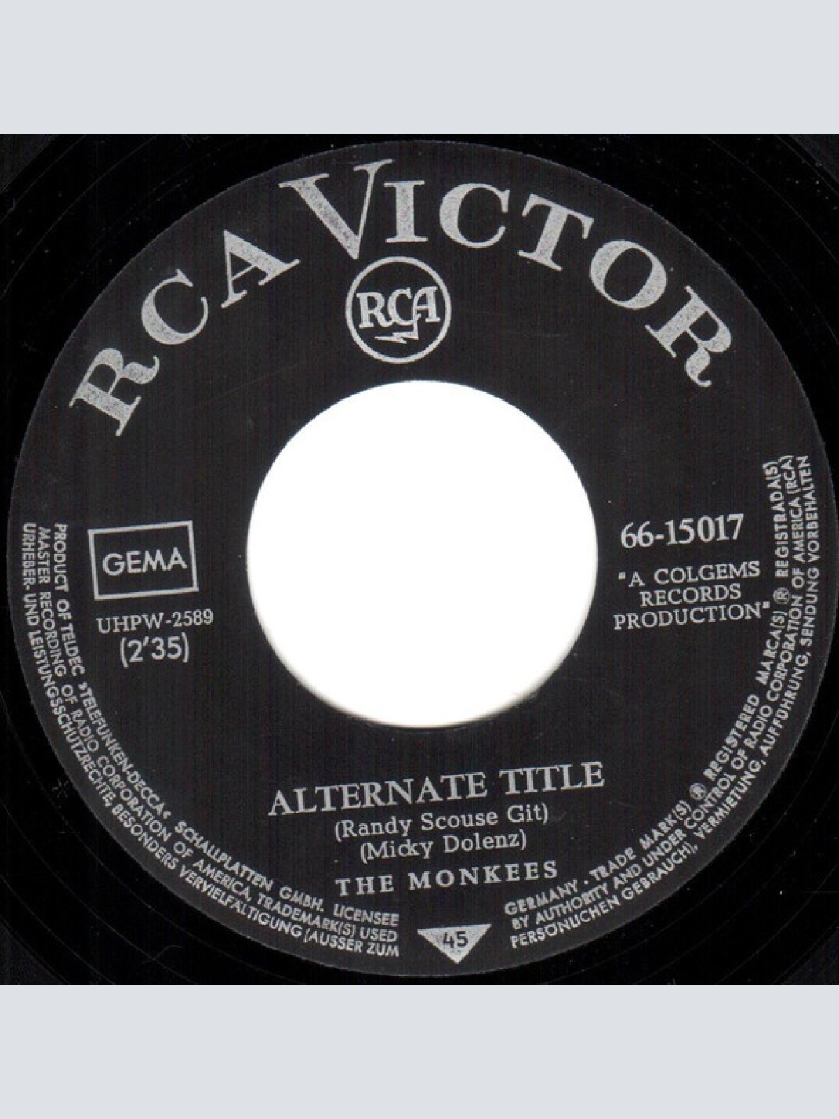 Vinyl / The Monkees - Alternate Title / Forget That Girl