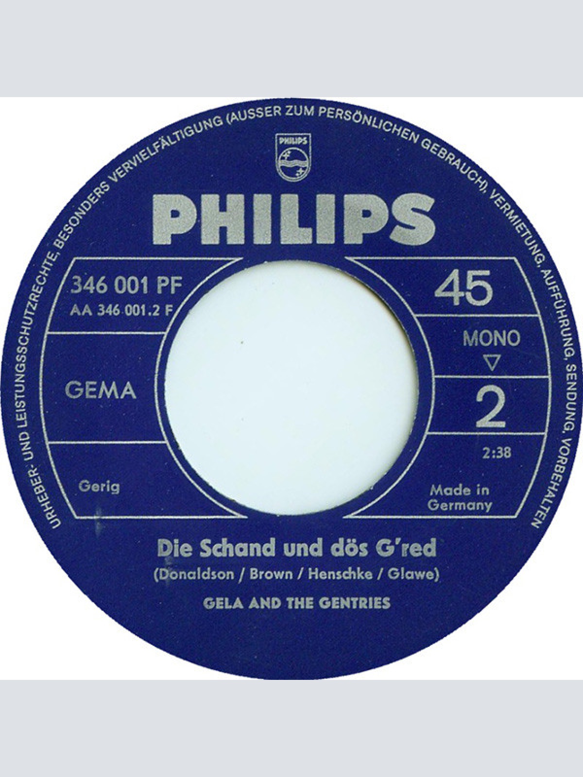 Vinyl / Gela And The Gentries - Josefa Aus Bayern / Die Schand Und Dös G'red
