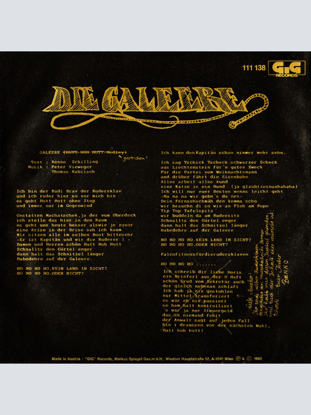 Vinyl / Drahdiwaberl Mit Falco - Die Galeere