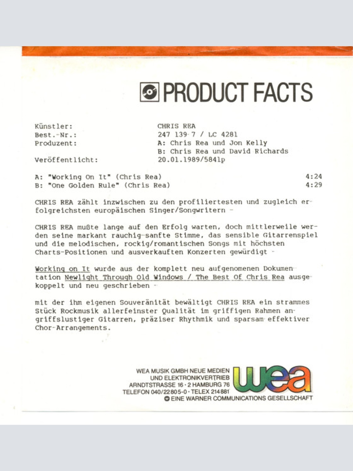 Vinyl / Chris Rea - Working On It