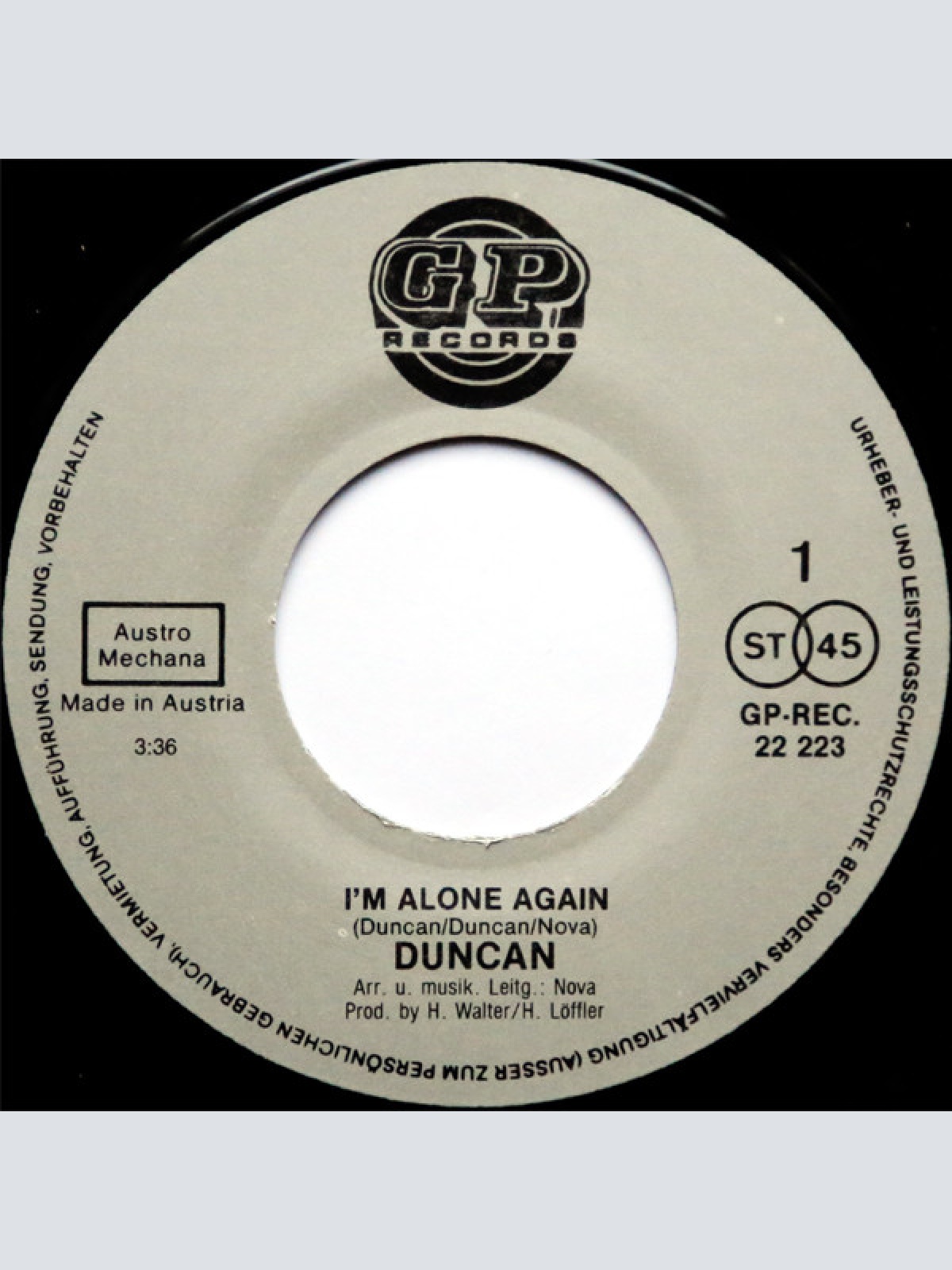 Vinyl / Duncan* - I Am Alone Again