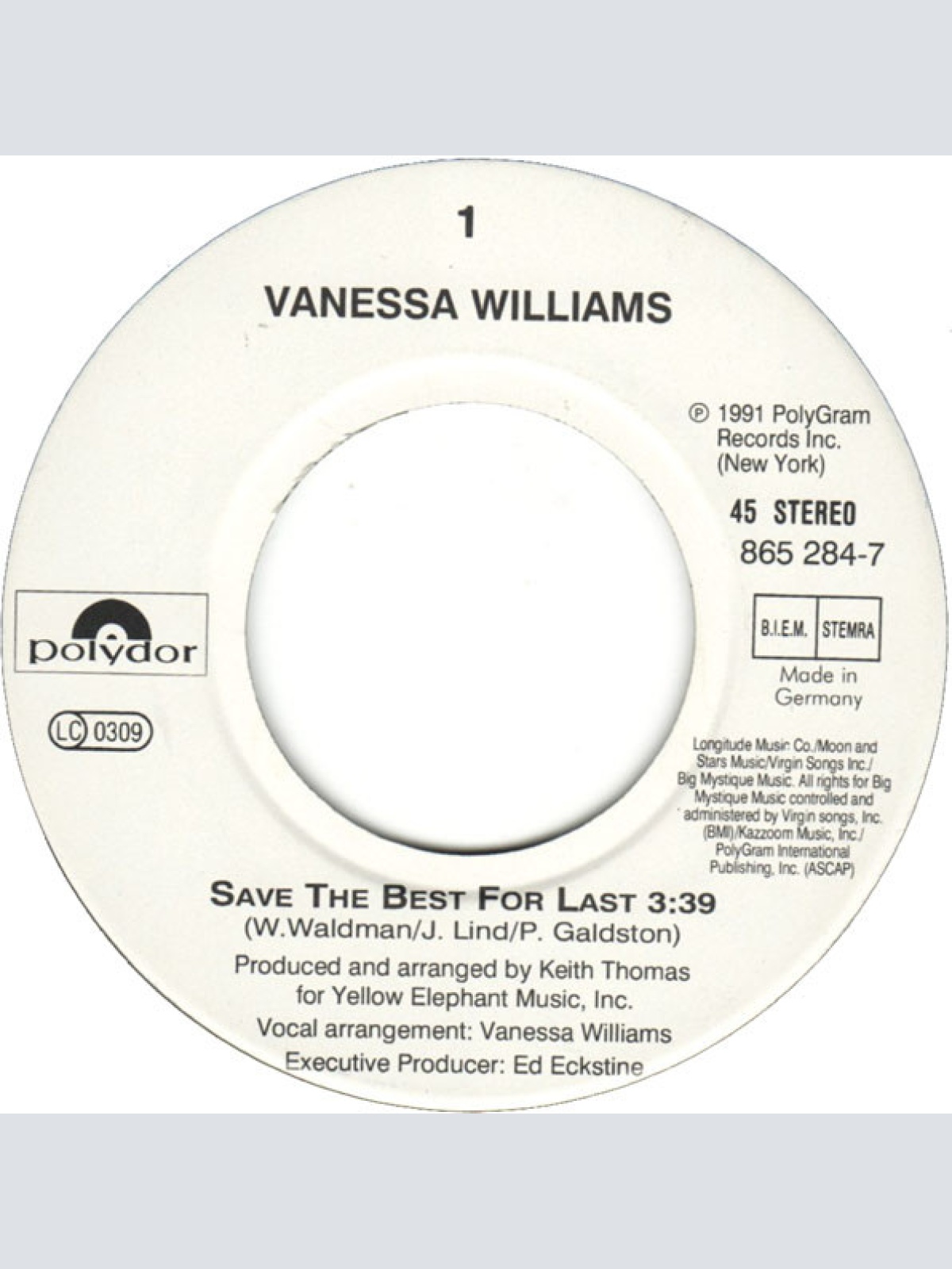 Vinyl / Vanessa Williams - Save The Best For Last