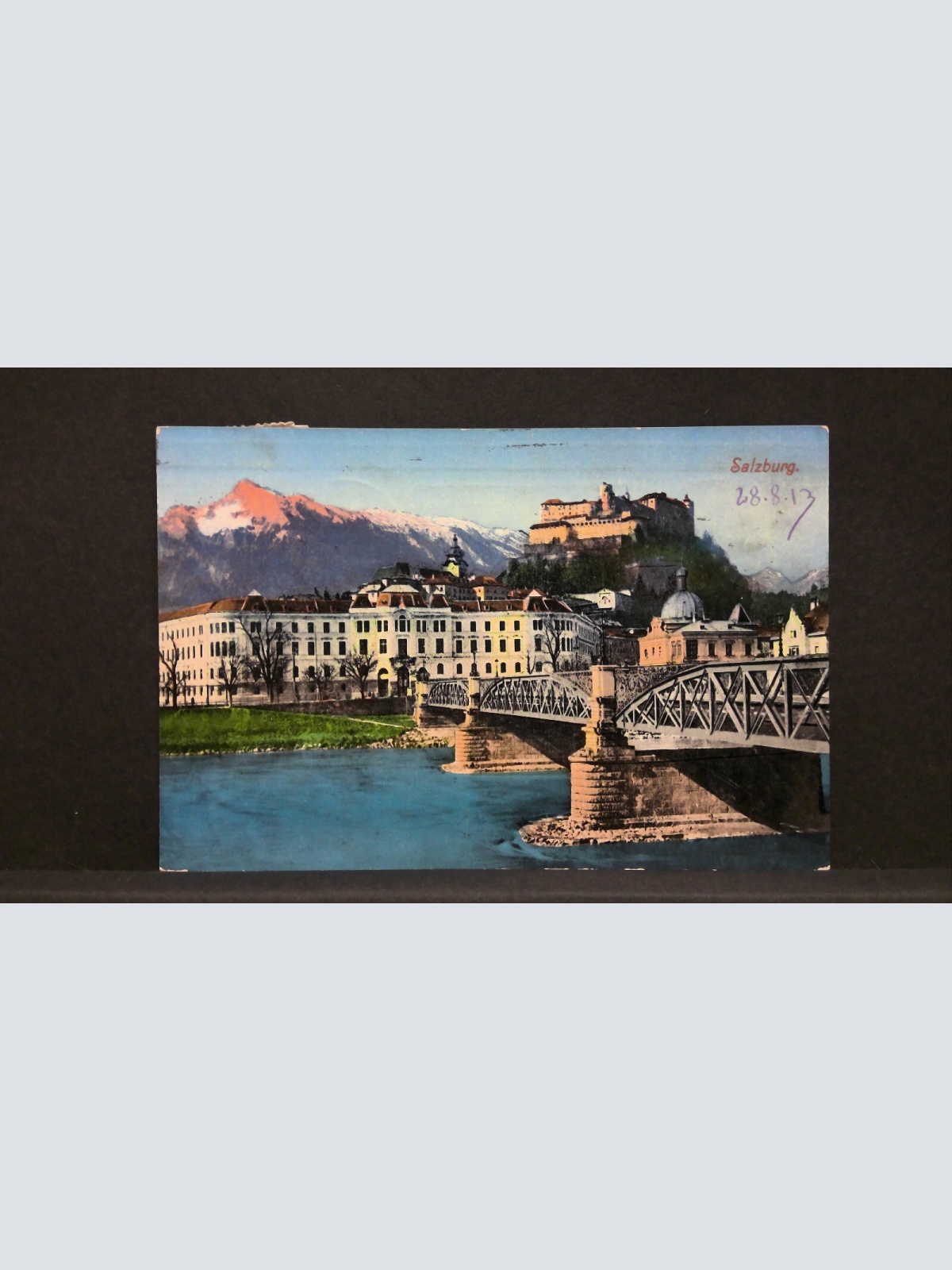 Salzburg Karolinenbrücke mit Justizpalast und Festung Hohensalzburg JW165829