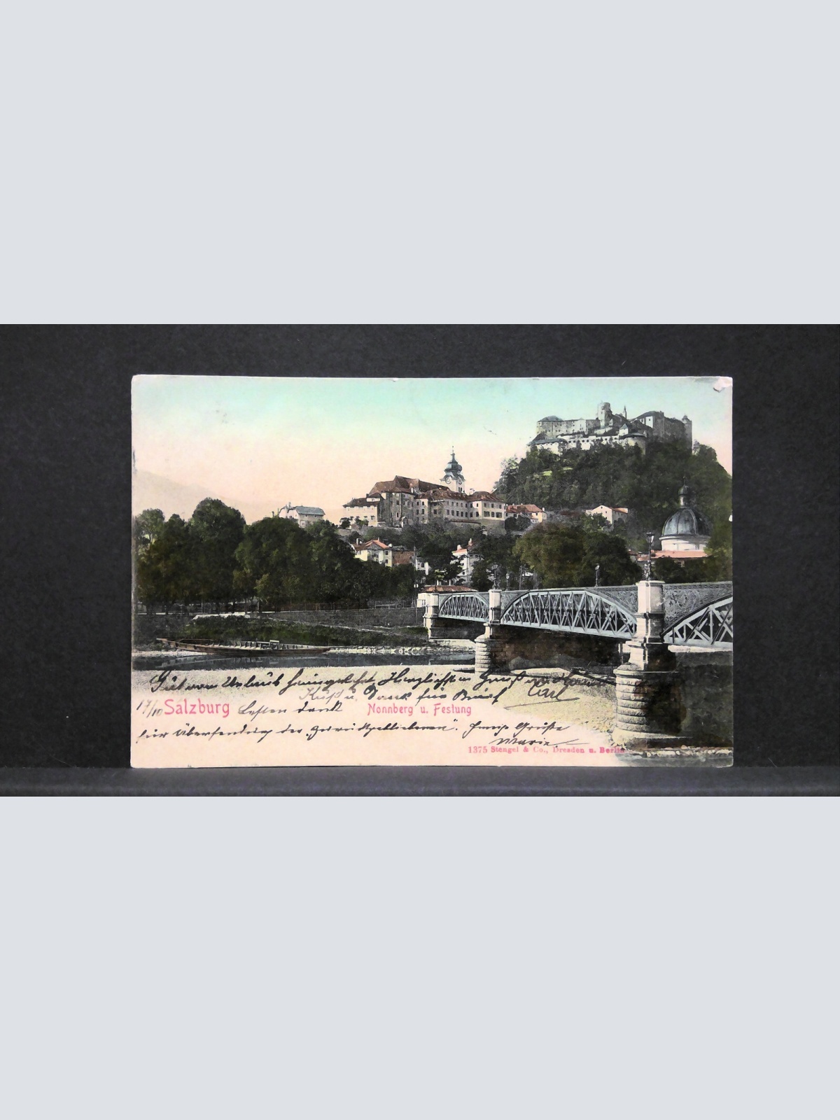 Salzburg Carolinenbrücke Nonnberg und Festung Hohensalzburg JW165824