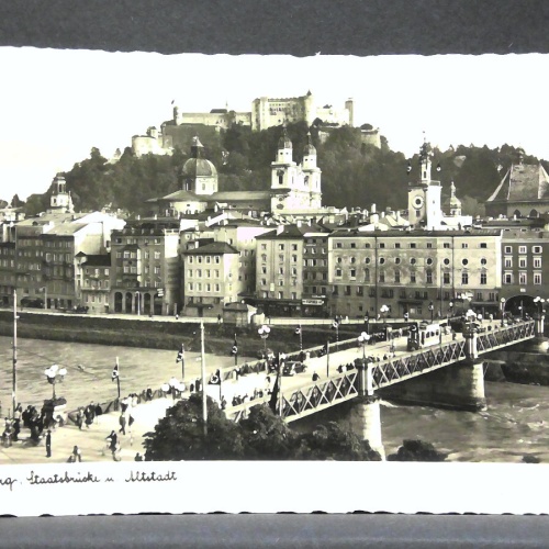 Salzburg Staatsbrücke mit Altstadt und Festung JW165814