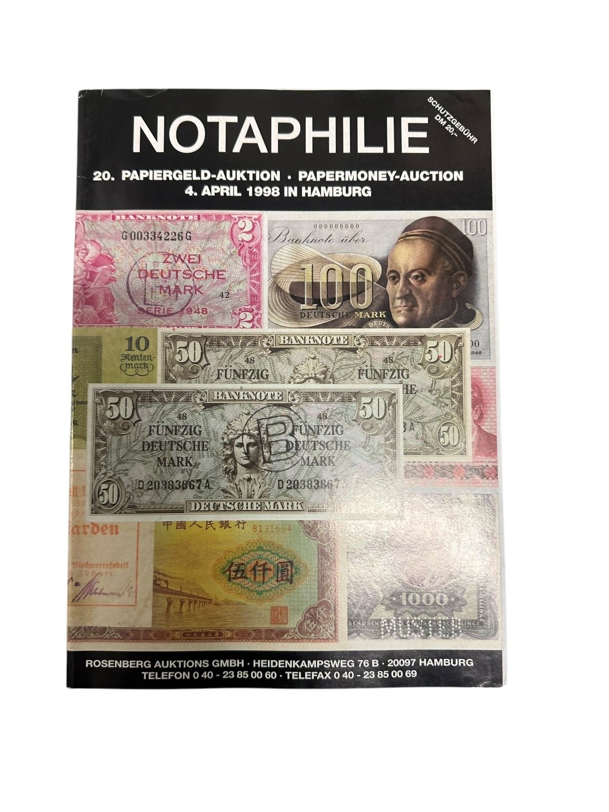9436 AUKTIONSKATALOG. NOTAPHILE. 20. PAPIERGELD-AUKTION 4. APRIL 1998 IN HAMBURG