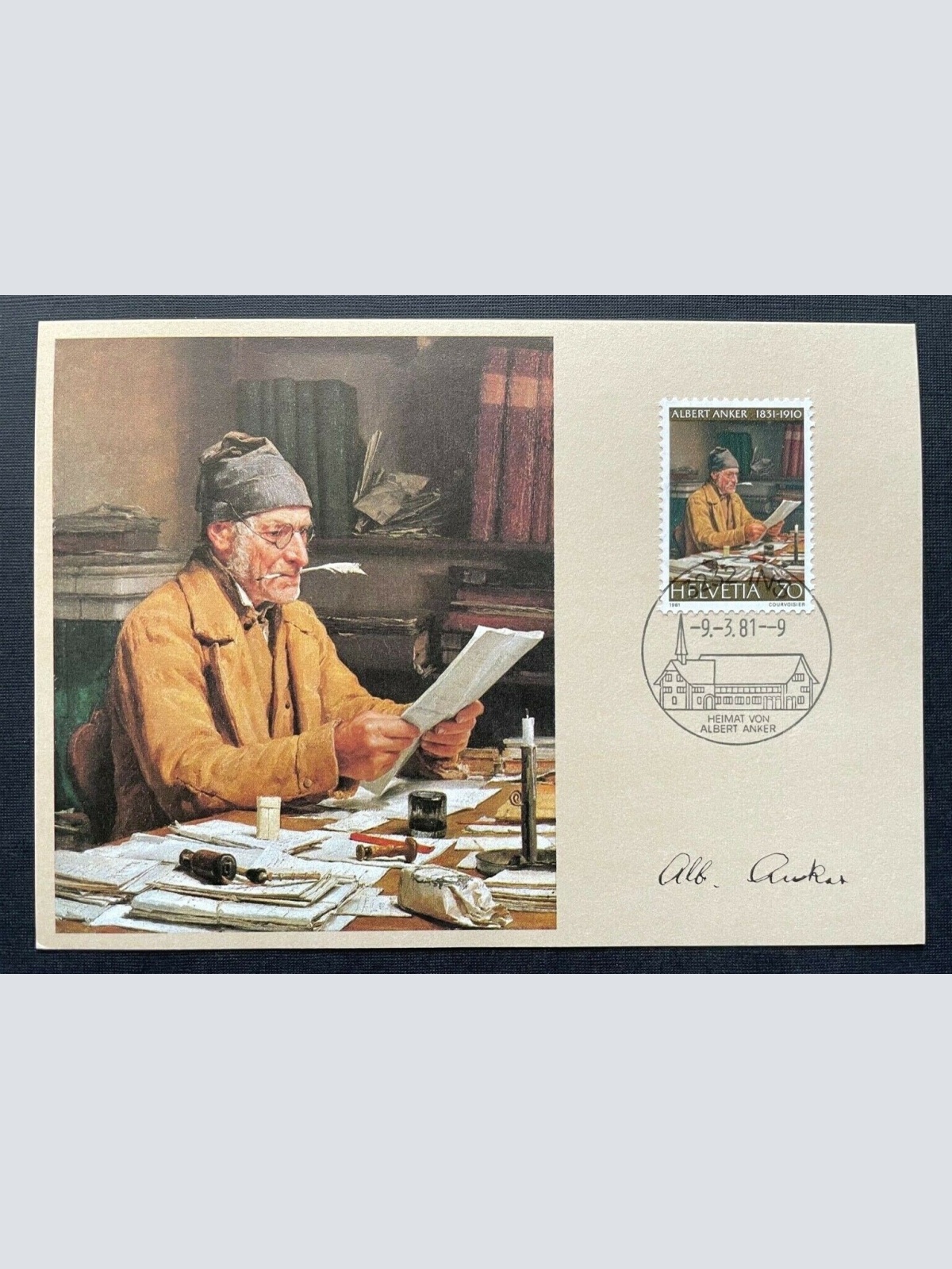 Brief Heimat Albert Anker Gemeindeschreiber Schweiz 1981 ca14,8x10,4cm 410078 PR