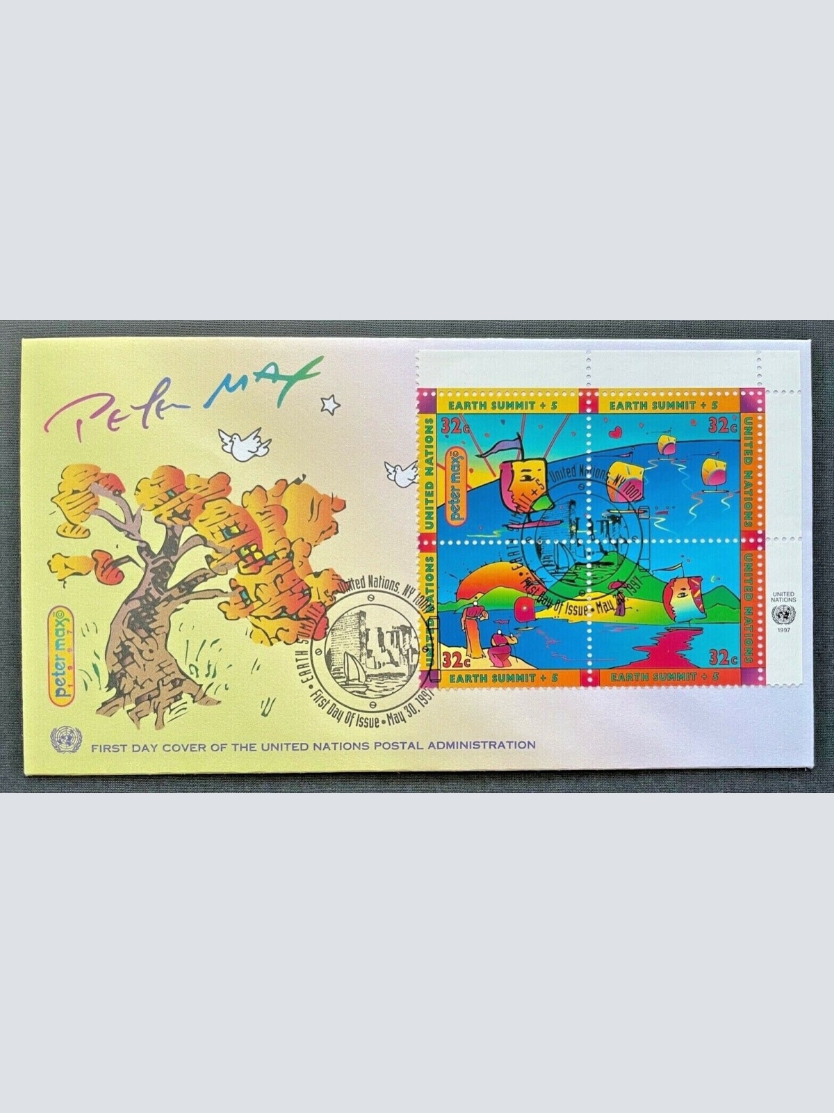 Brief Peter Max United Nations Earth Summit 1997 ca.16,4x9cm 410319 PR