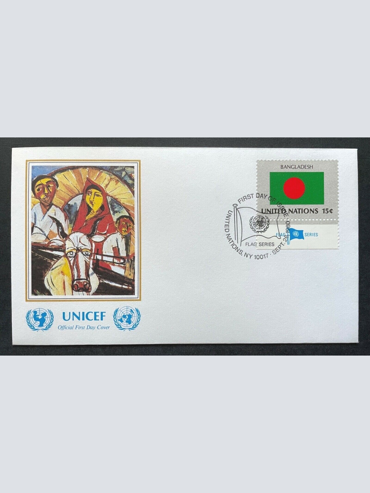 Brief Unicef FDC Flagge Bangladesh Hassan Happy Return ca.16,4x9,3cm 410315 PR