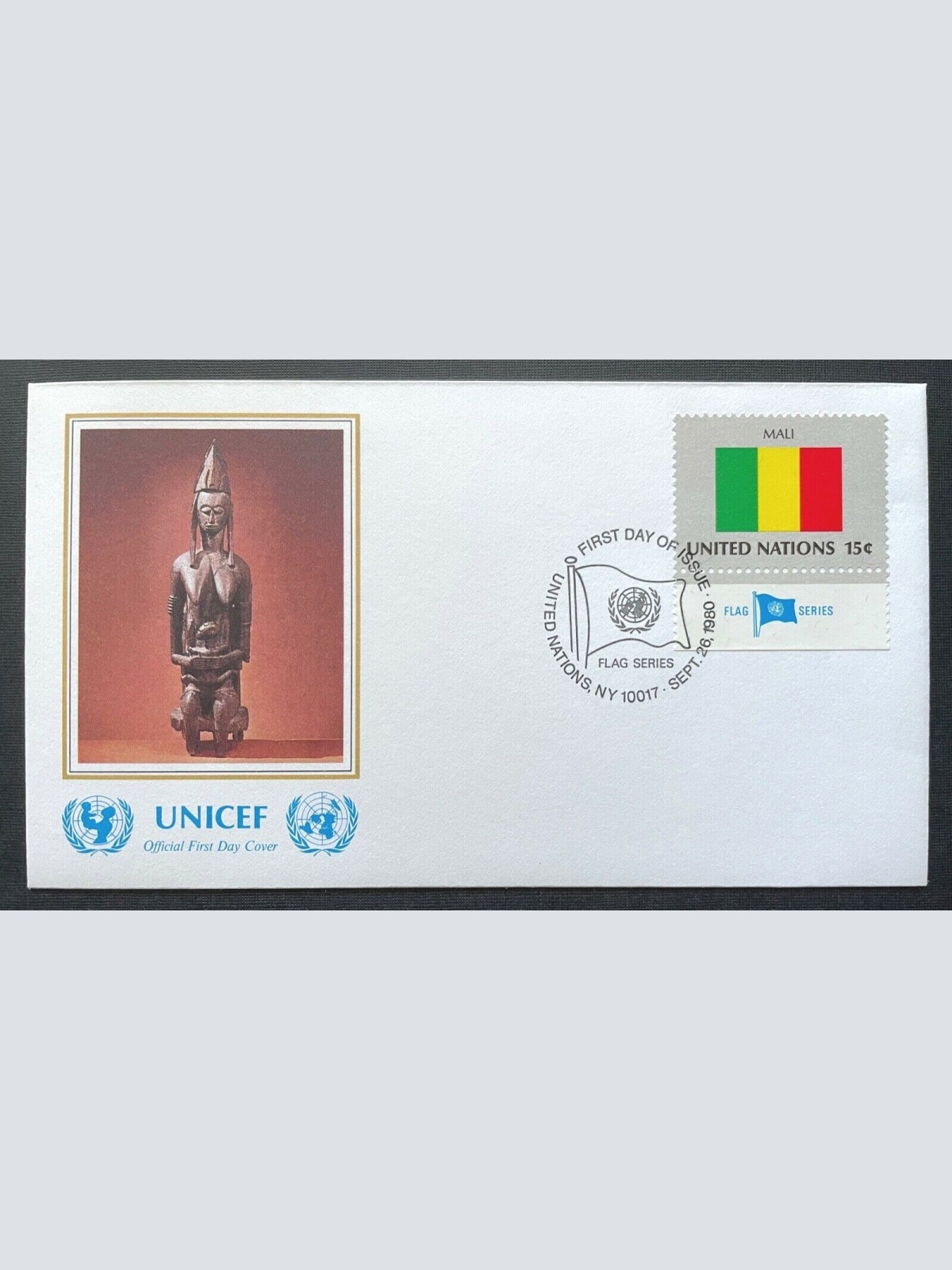 Brief Unicef FDC Flagge Mali Bambara Sculpture Museum Art ca16,5x9,2cm 410298 PR