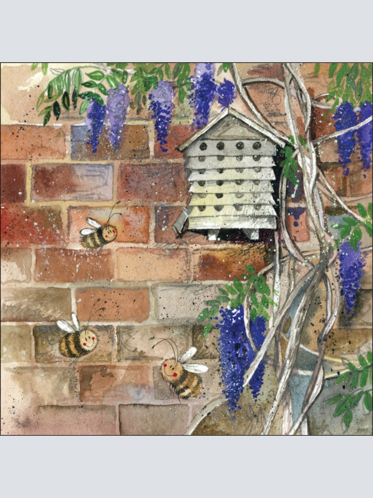 Alex Clark Bienenstock Wisteria Grußkarte  140x140 mm incl. Umschlag  0023