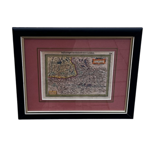 Org. Österreich Kupferstich-Karte Salzburg Kärnten um 1630 Rahmen 35x29cm  R0120