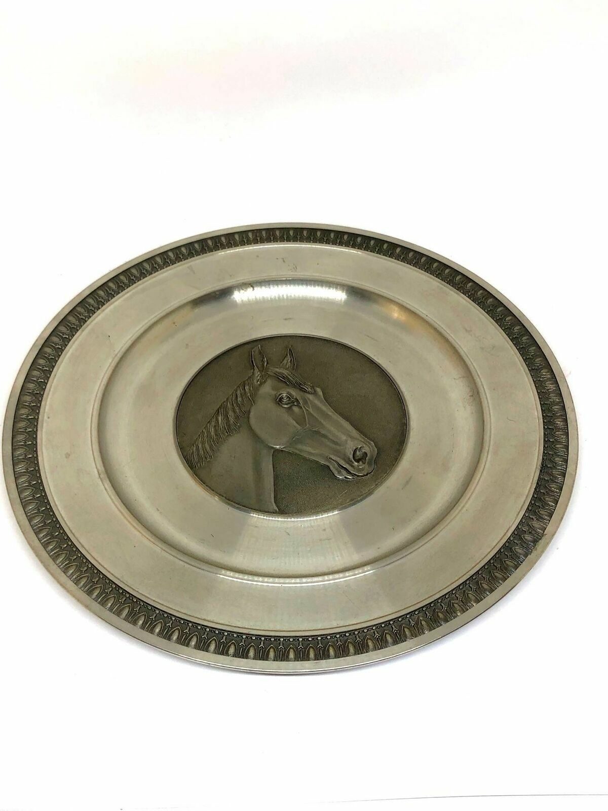 Zinnteller Pferdekopf Pferde Etain Röders Zinn ca. 22 cm ca. 500g 50006